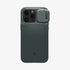 ACS06599 - iPhone 15 Pro Max Case Optik Armor (MagFit) in black showing the back with lens slot open
